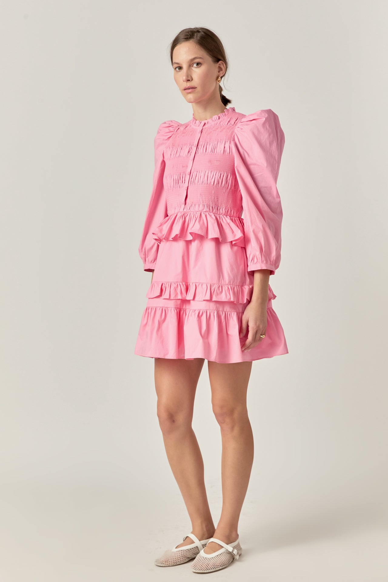 ENGLISH FACTORY - Smocking Detail Mini Dress - DRESSES available at Objectrare