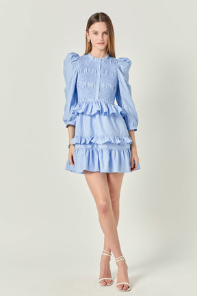ENGLISH FACTORY - Smocking Detail Mini Dress - DRESSES available at Objectrare