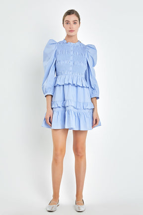 English Factory - Smocking Detail Mini Dress