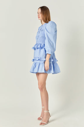 ENGLISH FACTORY - Smocking Detail Mini Dress - DRESSES available at Objectrare