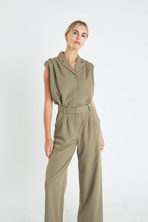 ENGLISH FACTORY - English Factory - Pleated Sleeveless Jumpsuit - JUMPSUITS available at Objectrare