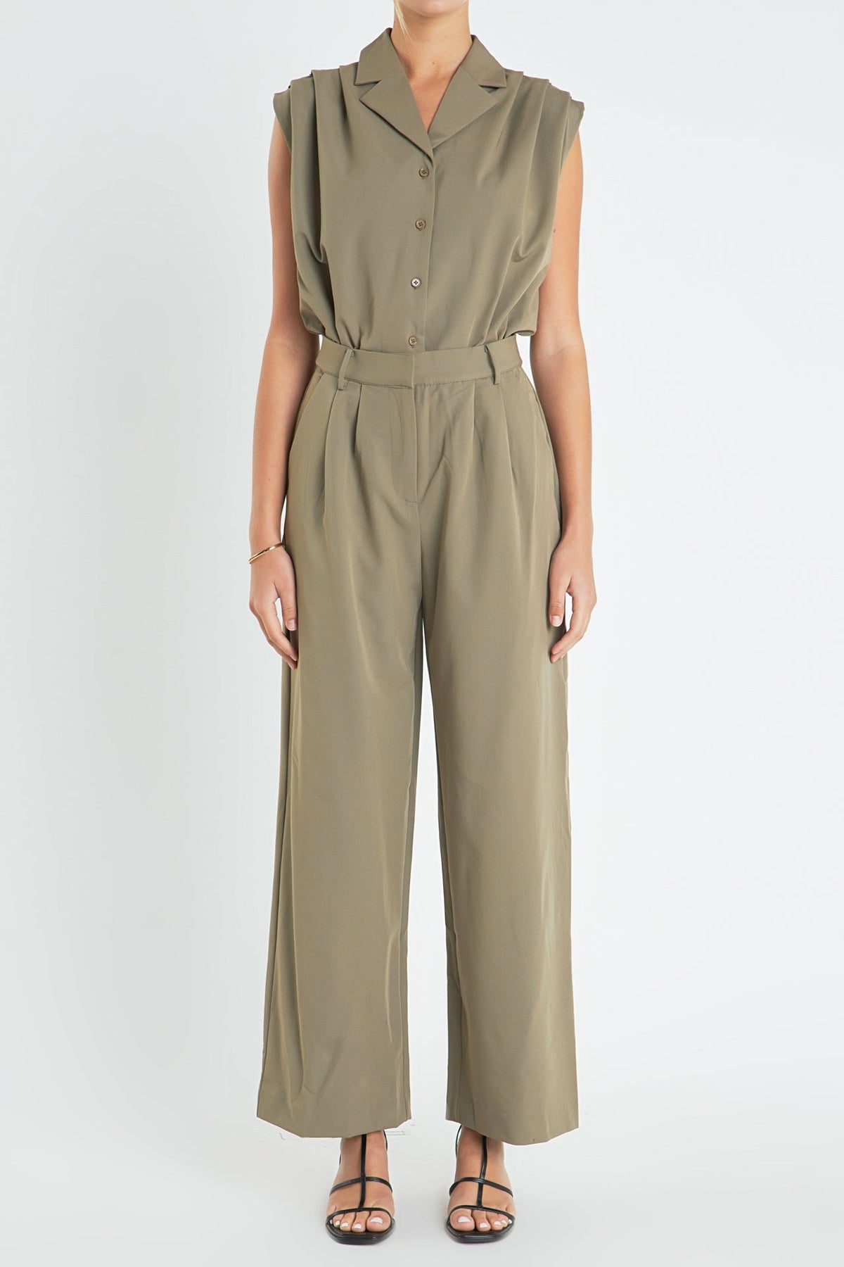 ENGLISH FACTORY - Pleated Sleeveless Jumpsuit - JUMPSUITS available at Objectrare