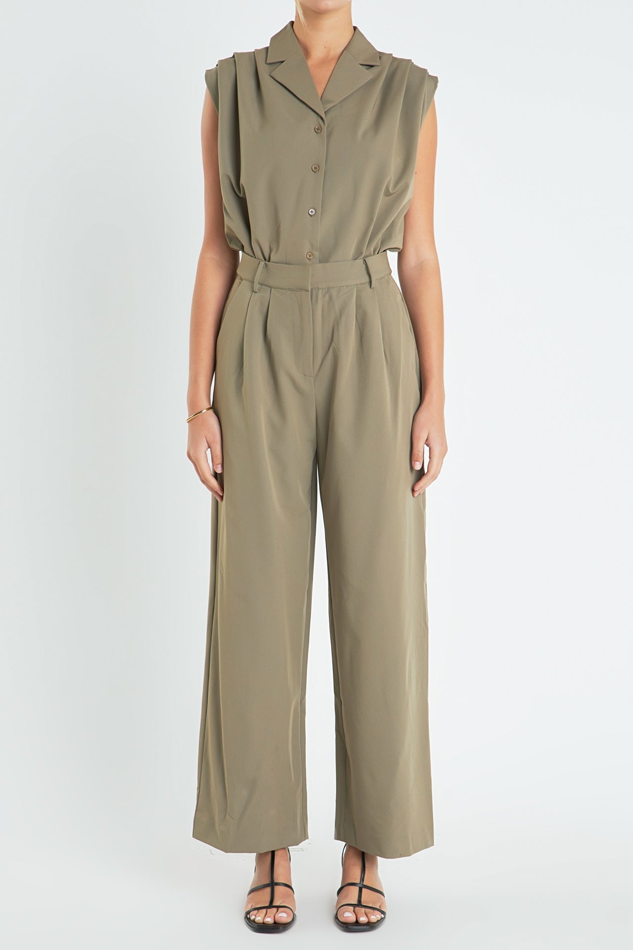 ENGLISH FACTORY - Pleated Sleeveless Jumpsuit - JUMPSUITS available at Objectrare