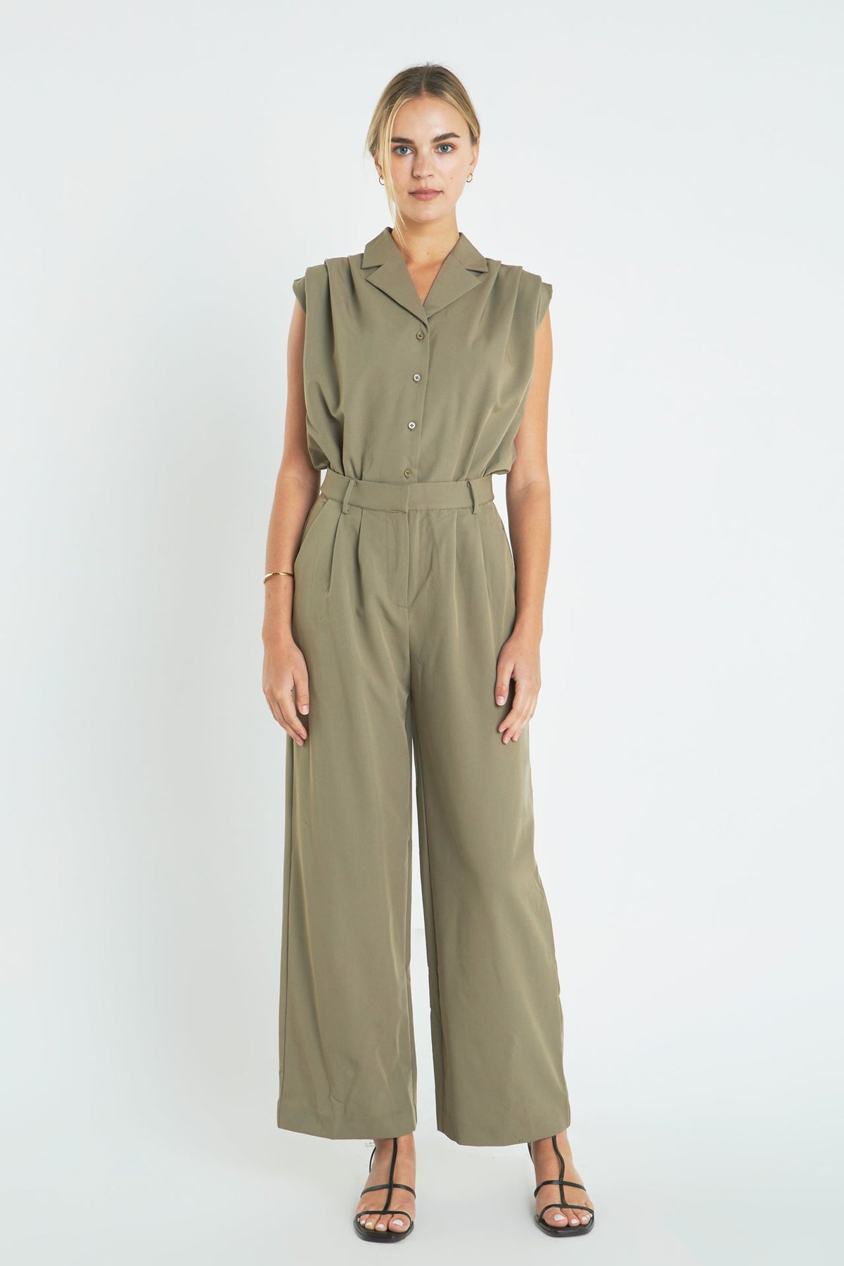 ENGLISH FACTORY - English Factory - Pleated Sleeveless Jumpsuit - JUMPSUITS available at Objectrare