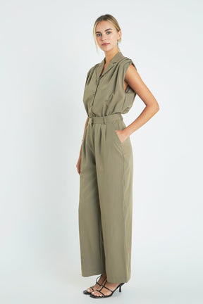 ENGLISH FACTORY - Pleated Sleeveless Jumpsuit - JUMPSUITS available at Objectrare