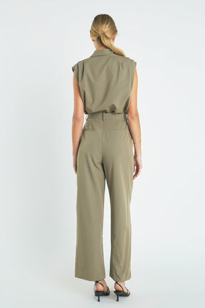 ENGLISH FACTORY - Pleated Sleeveless Jumpsuit - JUMPSUITS available at Objectrare