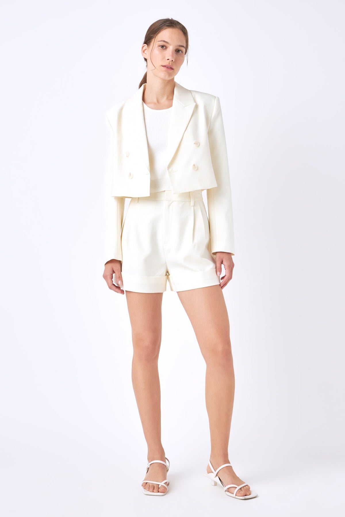 High-waisted Cuffed Shorts