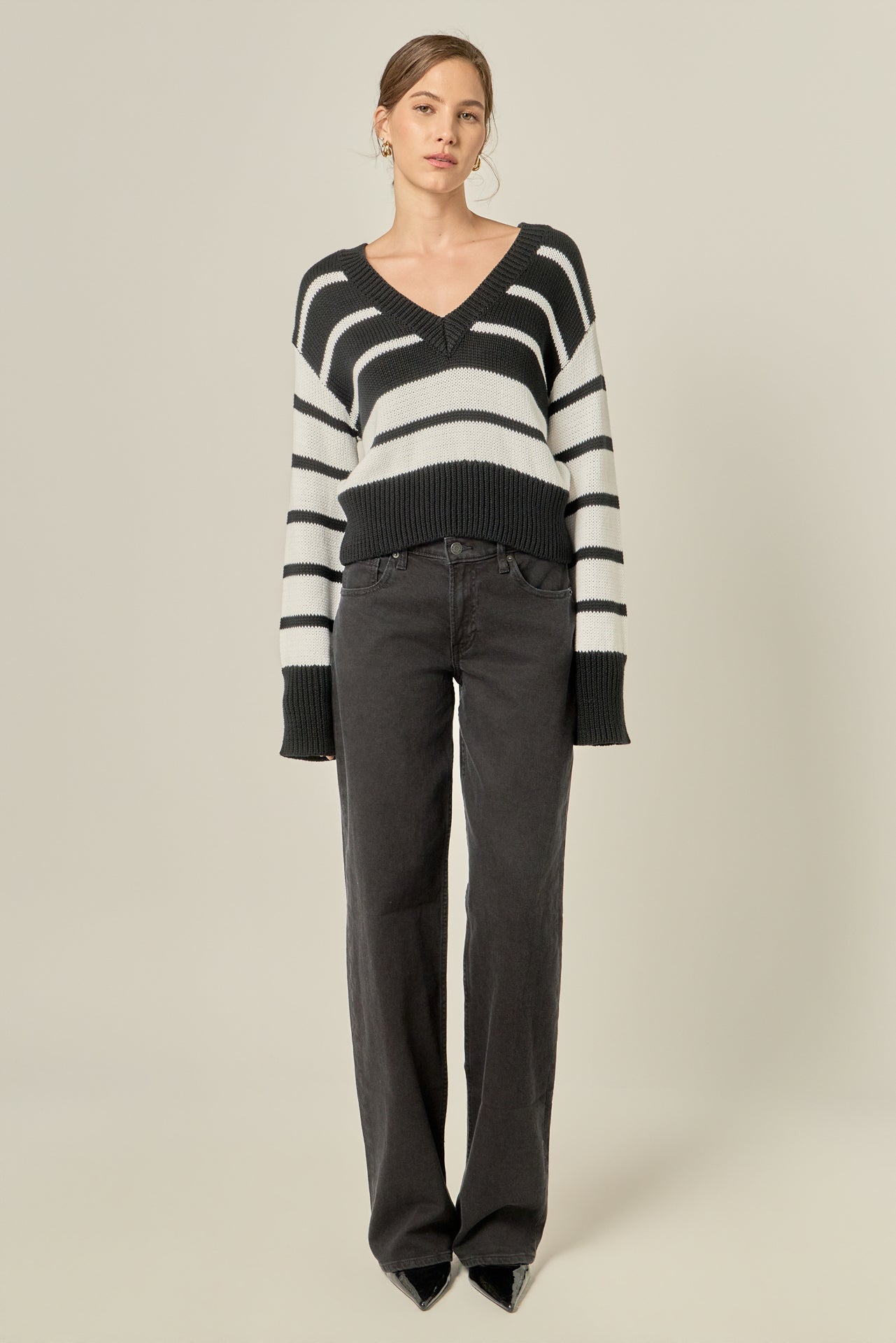 ENGLISH FACTORY - V-neck Striped Sweater - SWEATERS & KNITS available at Objectrare