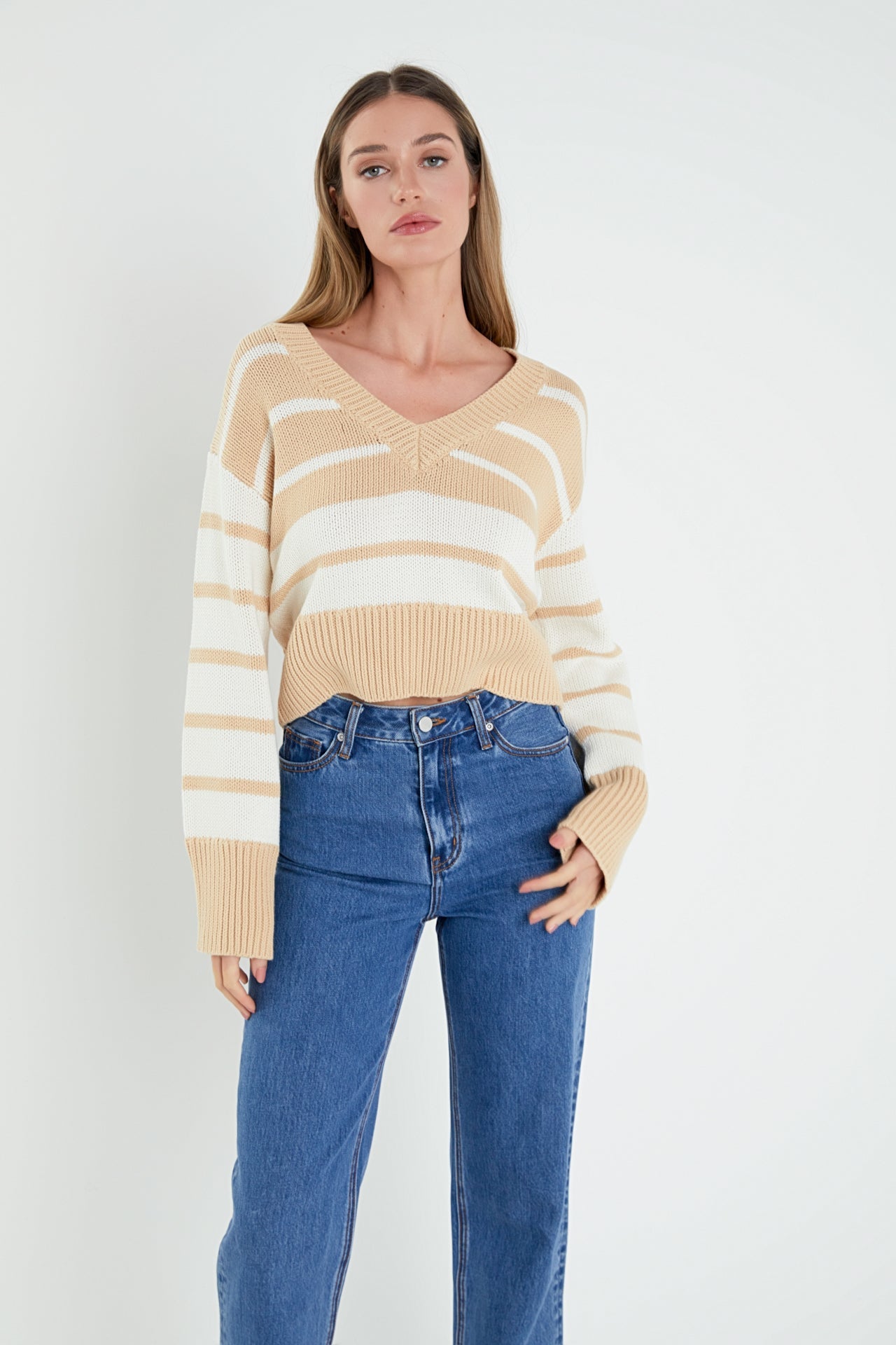 ENGLISH FACTORY - English Factory - V-neck Striped Sweater - SWEATERS & KNITS available at Objectrare