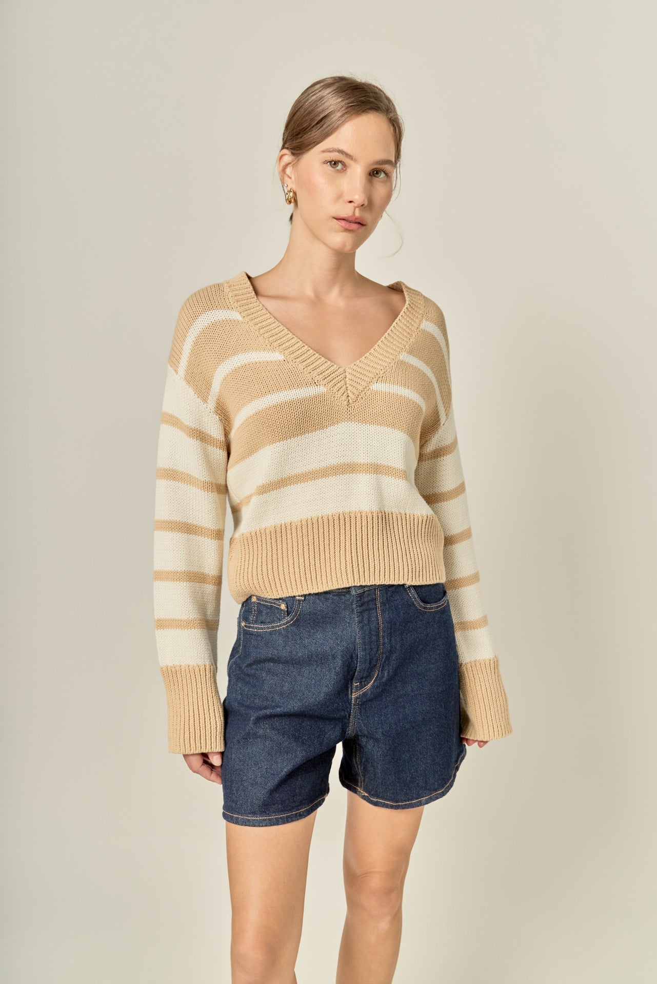 ENGLISH FACTORY - V-neck Striped Sweater - SWEATERS & KNITS available at Objectrare