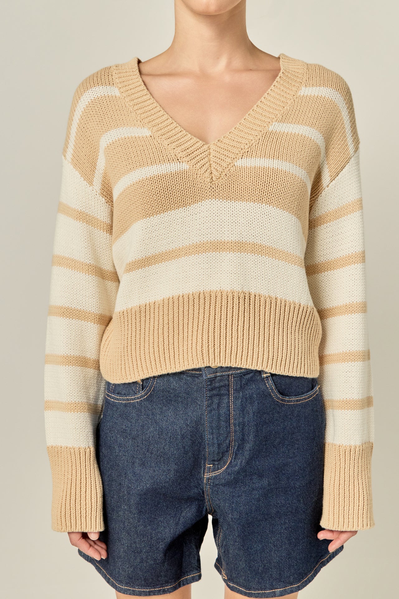 ENGLISH FACTORY - V-neck Striped Sweater - SWEATERS & KNITS available at Objectrare