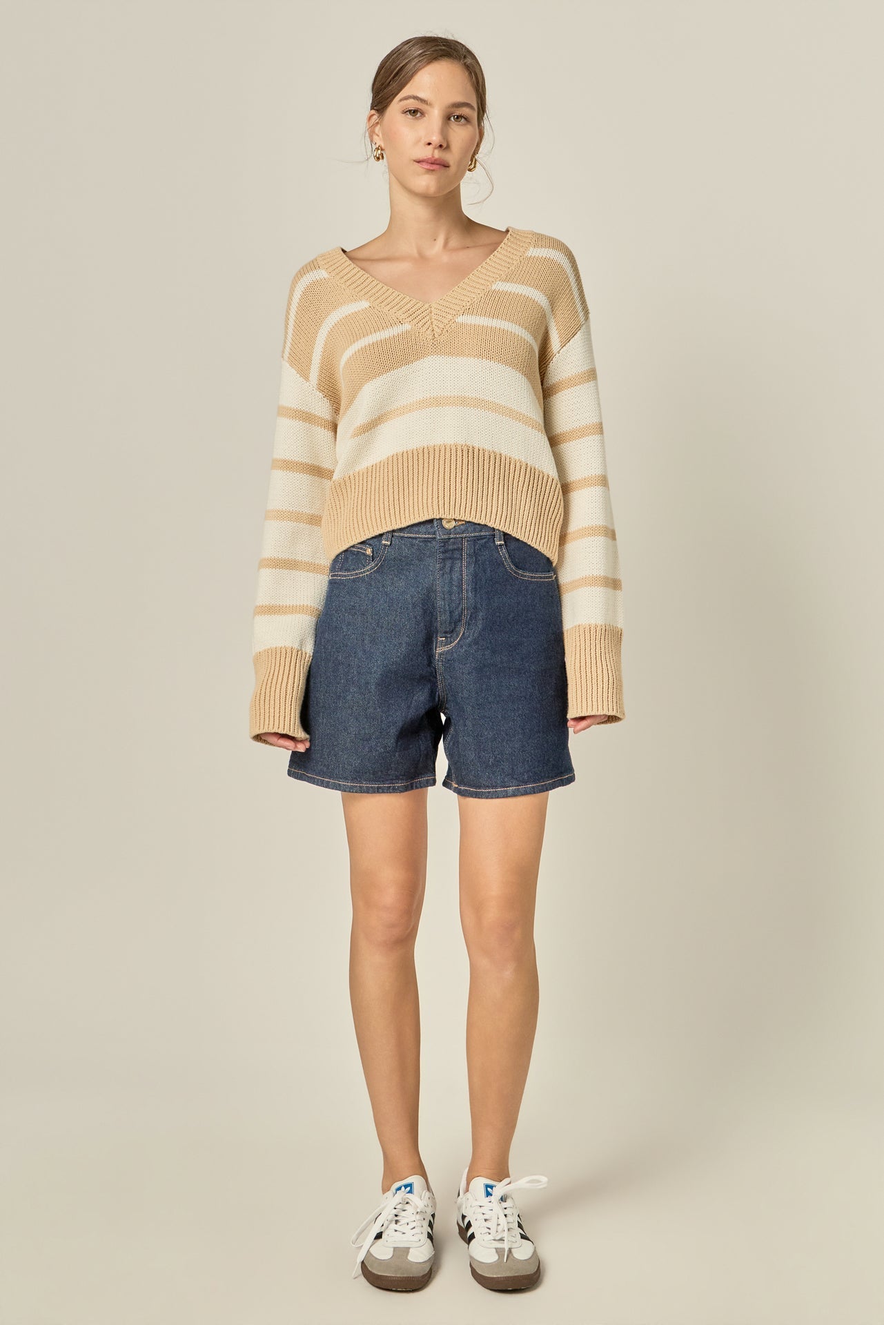 ENGLISH FACTORY - V-neck Striped Sweater - SWEATERS & KNITS available at Objectrare