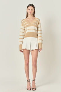 ENGLISH FACTORY - V-neck Striped Sweater - SWEATERS & KNITS available at Objectrare
