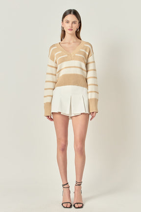 ENGLISH FACTORY - V-neck Striped Sweater - SWEATERS & KNITS available at Objectrare