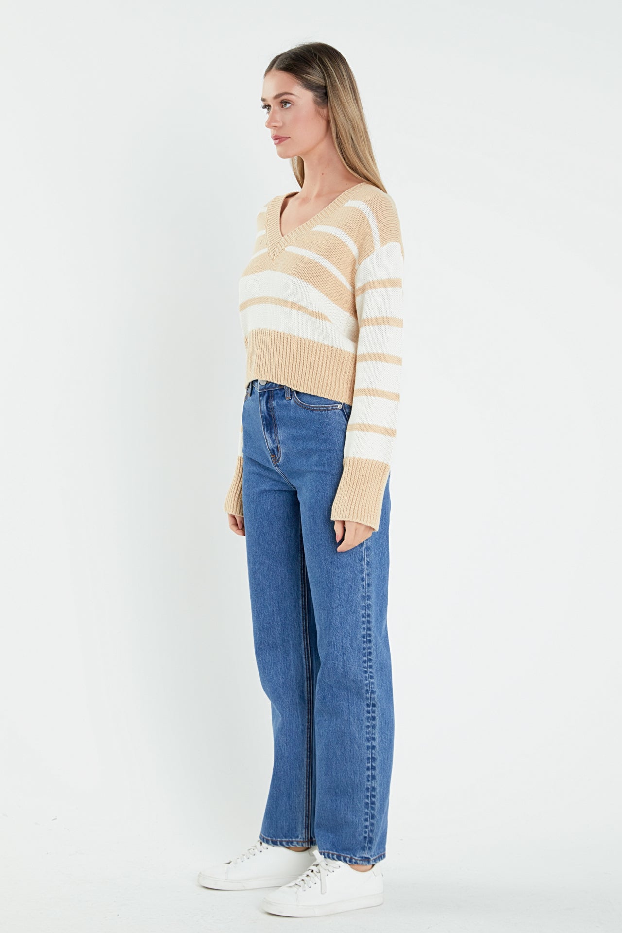 ENGLISH FACTORY - English Factory - V-neck Striped Sweater - SWEATERS & KNITS available at Objectrare