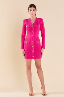 ENDLESS ROSE - V-neck Long Sleeve Knit Mini Dress - DRESSES available at Objectrare