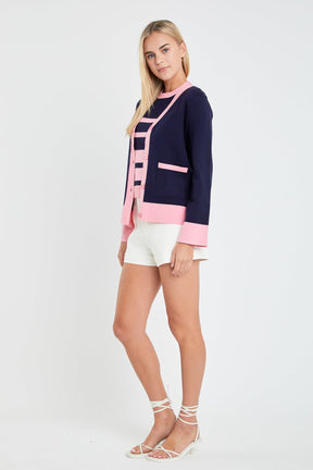 ENGLISH FACTORY - English Factory - Contrast V-neck Cardigan - CARDIGANS available at Objectrare