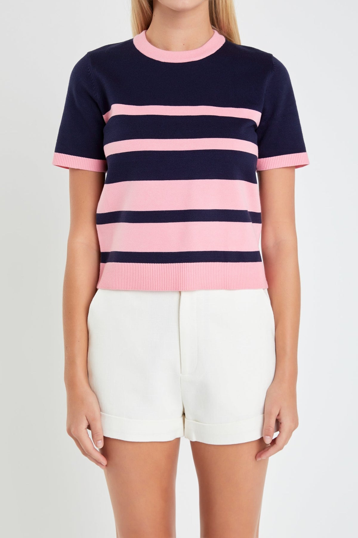 ENGLISH FACTORY - English Factory - Stripe Short Sleeve Knit Top - TOPS available at Objectrare