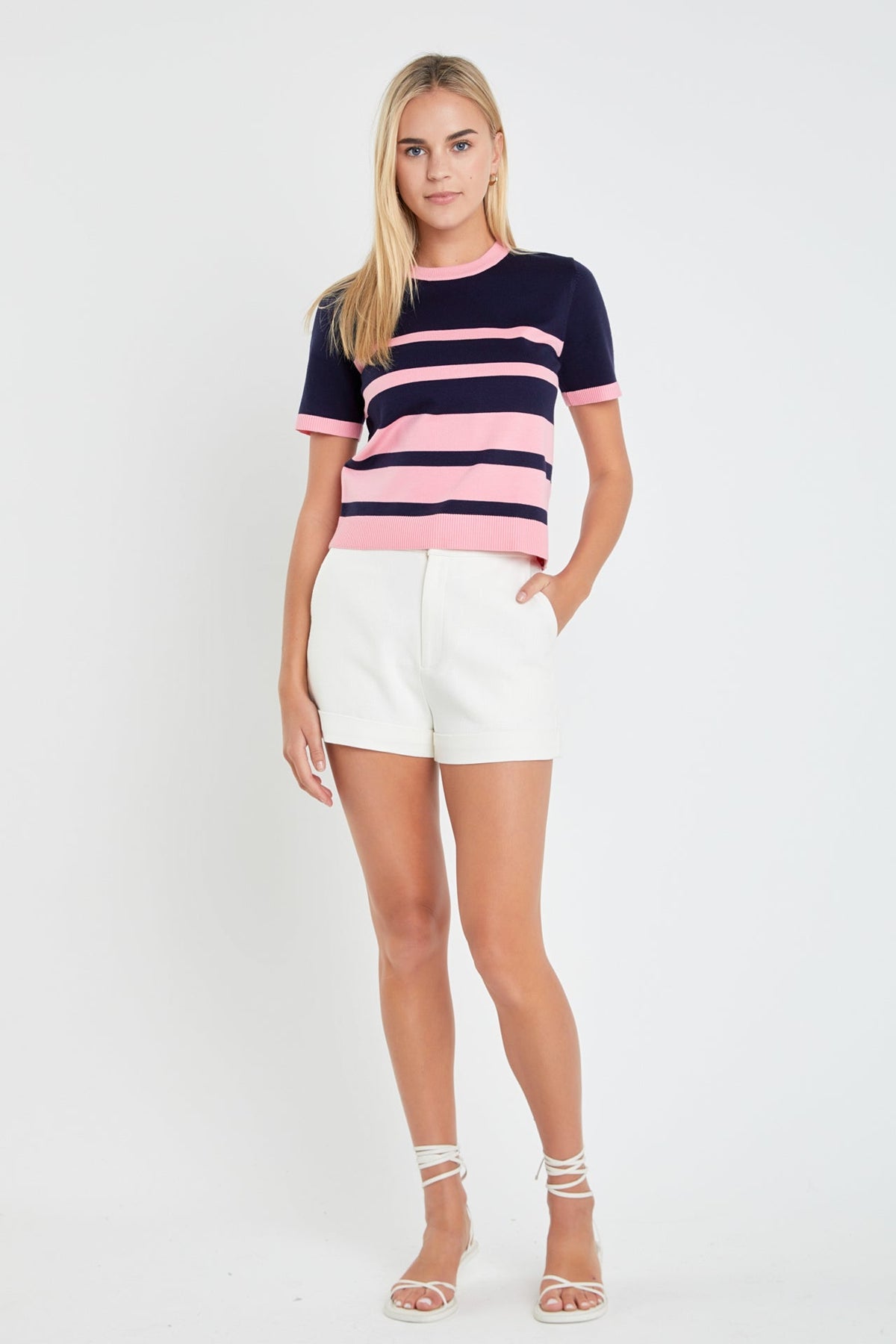 ENGLISH FACTORY - English Factory - Stripe Short Sleeve Knit Top - TOPS available at Objectrare