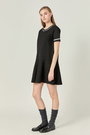 ENGLISH FACTORY - Knit Contrast Mini Dress - DRESSES available at Objectrare