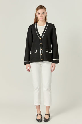 ENGLISH FACTORY - Knit Contrast Cardigan - CARDIGANS available at Objectrare
