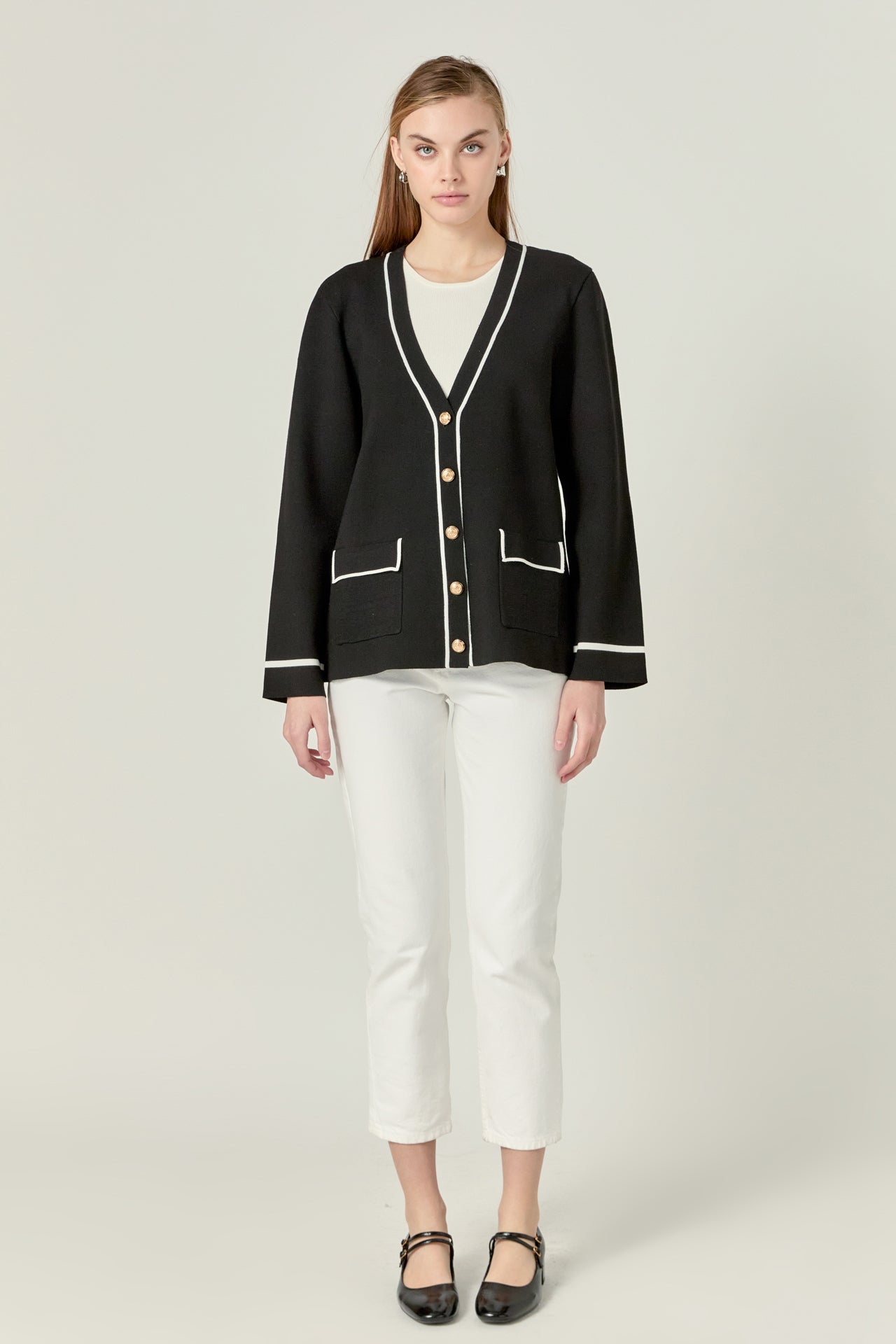 ENGLISH FACTORY - Knit Contrast Cardigan - SWEATERS & KNITS available at Objectrare