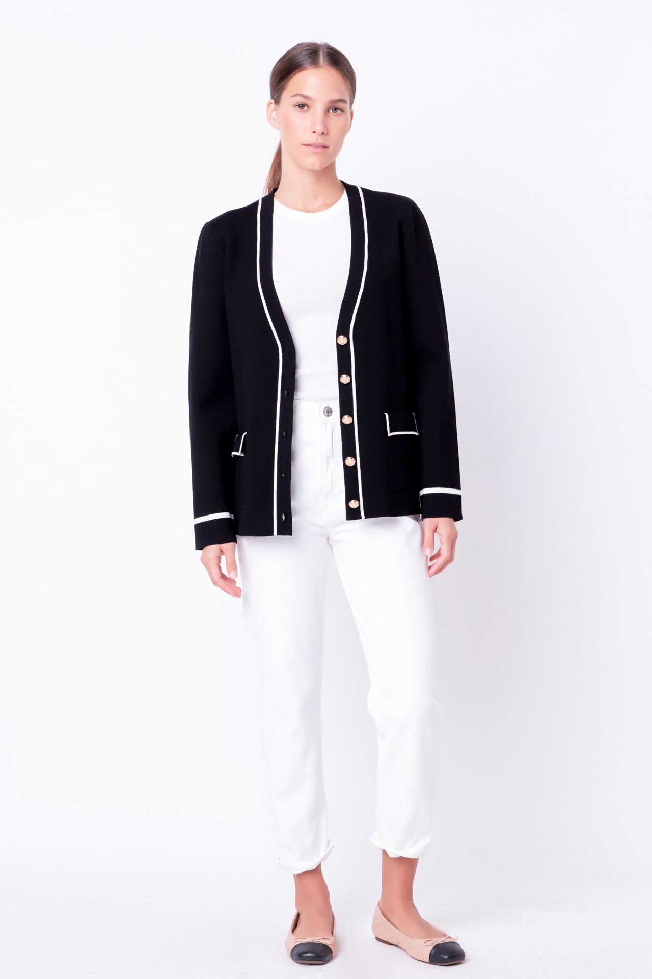ENGLISH FACTORY - Knit Contrast Cardigan - JACKETS available at Objectrare