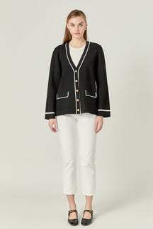 ENGLISH FACTORY - Knit Contrast Cardigan - JACKETS available at Objectrare