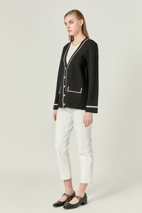 ENGLISH FACTORY - Knit Contrast Cardigan - JACKETS available at Objectrare