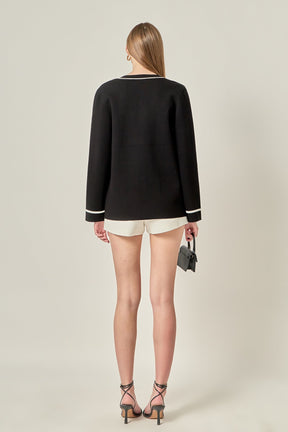 ENGLISH FACTORY - Knit Contrast Cardigan - CARDIGANS available at Objectrare
