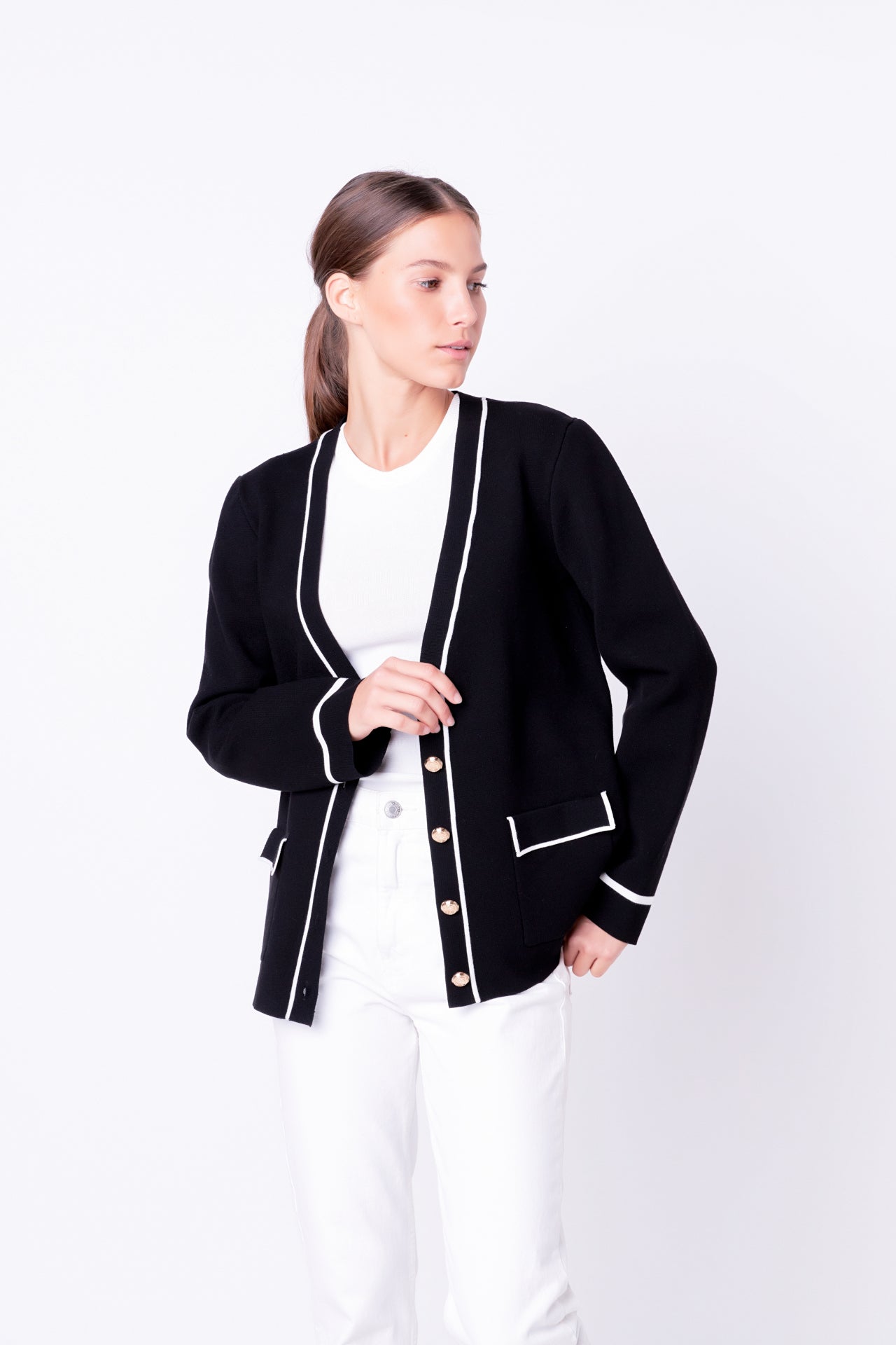 ENGLISH FACTORY - Knit Contrast Cardigan - JACKETS available at Objectrare