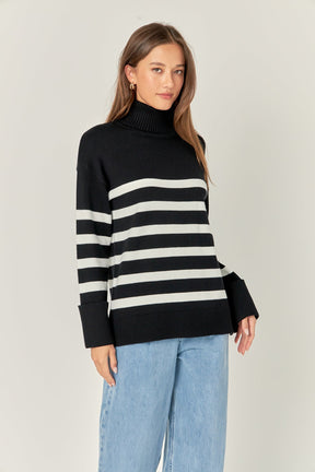 ENGLISH FACTORY - Turtle Neck Stripe Sweater - SWEATERS & KNITS available at Objectrare