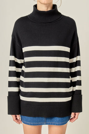 ENGLISH FACTORY - Turtle Neck Stripe Sweater - SWEATERS & KNITS available at Objectrare