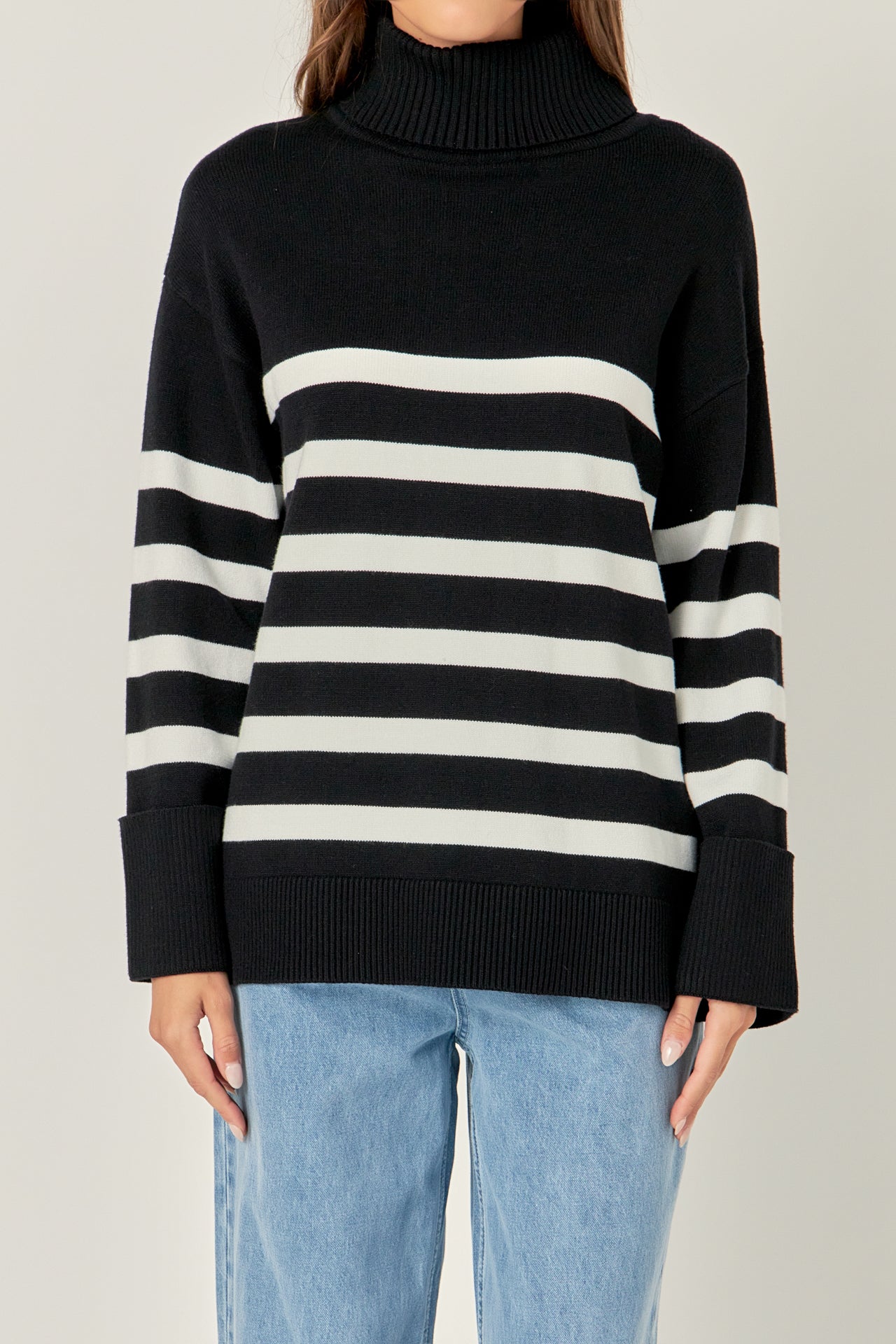 ENGLISH FACTORY - Turtle Neck Stripe Sweater - SWEATERS & KNITS available at Objectrare
