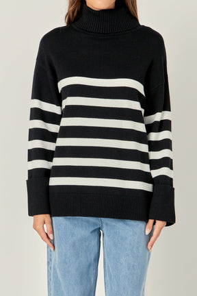 ENGLISH FACTORY - Turtle Neck Stripe Sweater - SWEATERS & KNITS available at Objectrare