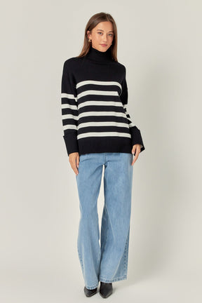 ENGLISH FACTORY - Turtle Neck Stripe Sweater - SWEATERS & KNITS available at Objectrare