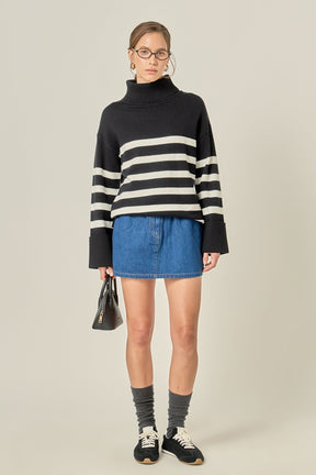 ENGLISH FACTORY - Turtle Neck Stripe Sweater - SWEATERS & KNITS available at Objectrare