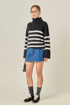 ENGLISH FACTORY - Turtle Neck Stripe Sweater - SWEATERS & KNITS available at Objectrare