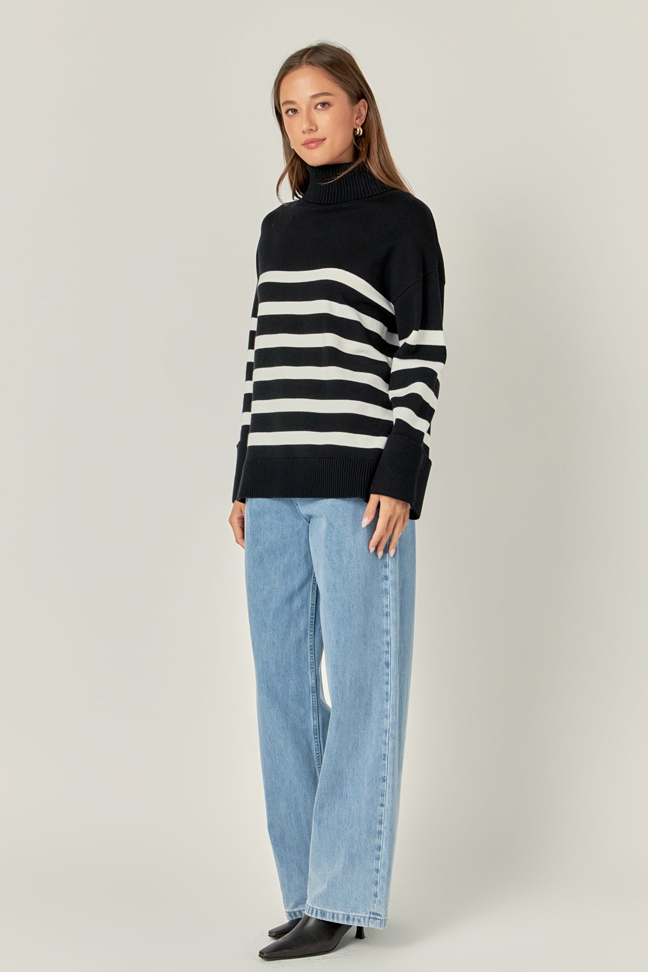 ENGLISH FACTORY - Turtle Neck Stripe Sweater - SWEATERS & KNITS available at Objectrare
