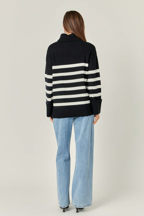 ENGLISH FACTORY - Turtle Neck Stripe Sweater - SWEATERS & KNITS available at Objectrare