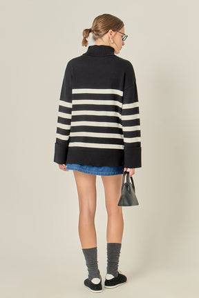 ENGLISH FACTORY - Turtle Neck Stripe Sweater - SWEATERS & KNITS available at Objectrare