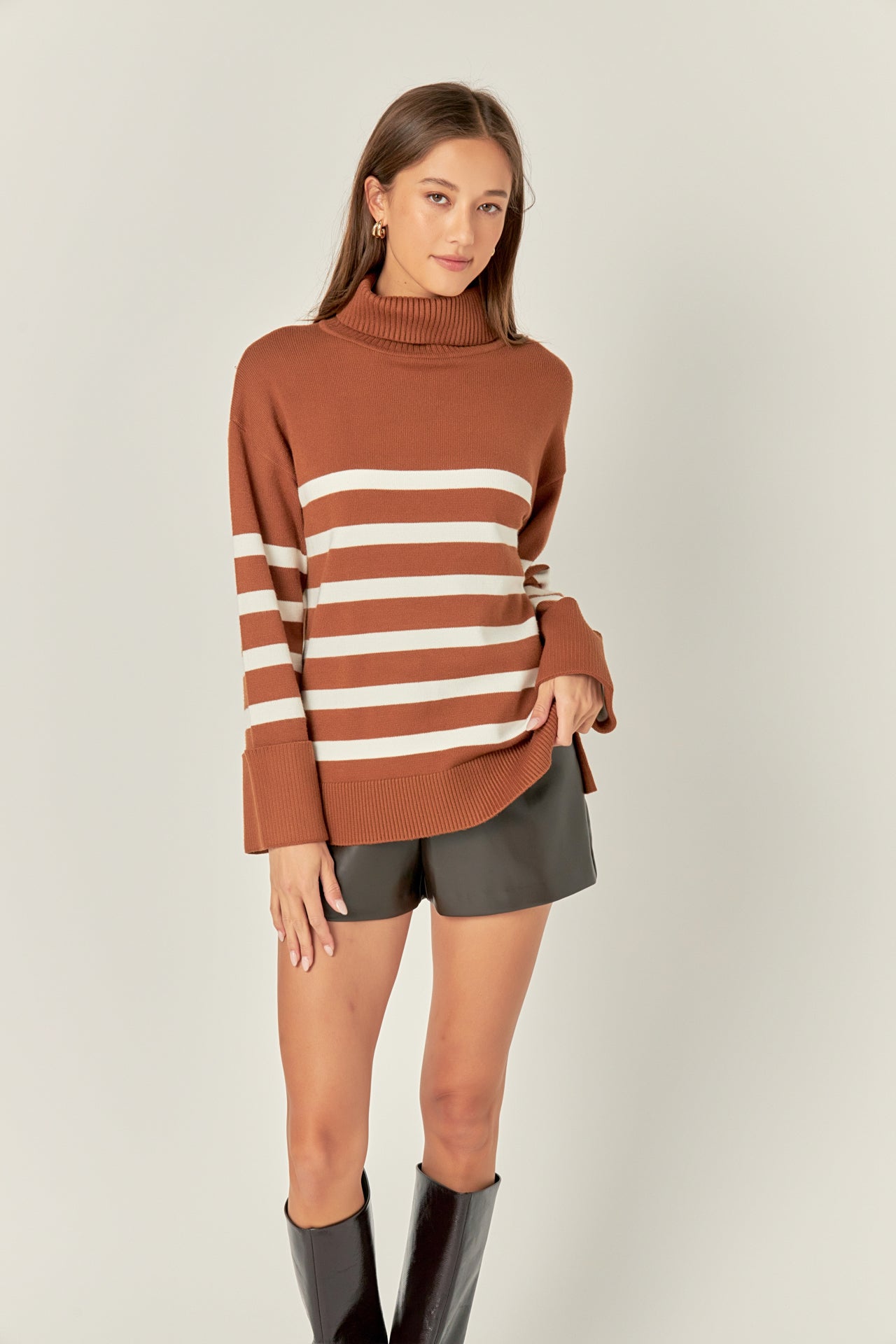 ENGLISH FACTORY - Turtle Neck Stripe Sweater - SWEATERS & KNITS available at Objectrare