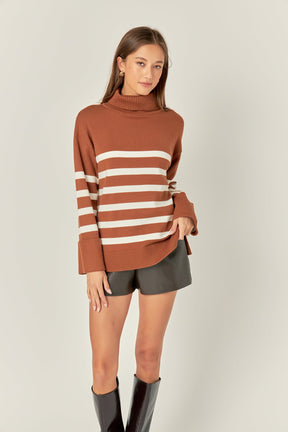 ENGLISH FACTORY - Turtle Neck Stripe Sweater - SWEATERS & KNITS available at Objectrare