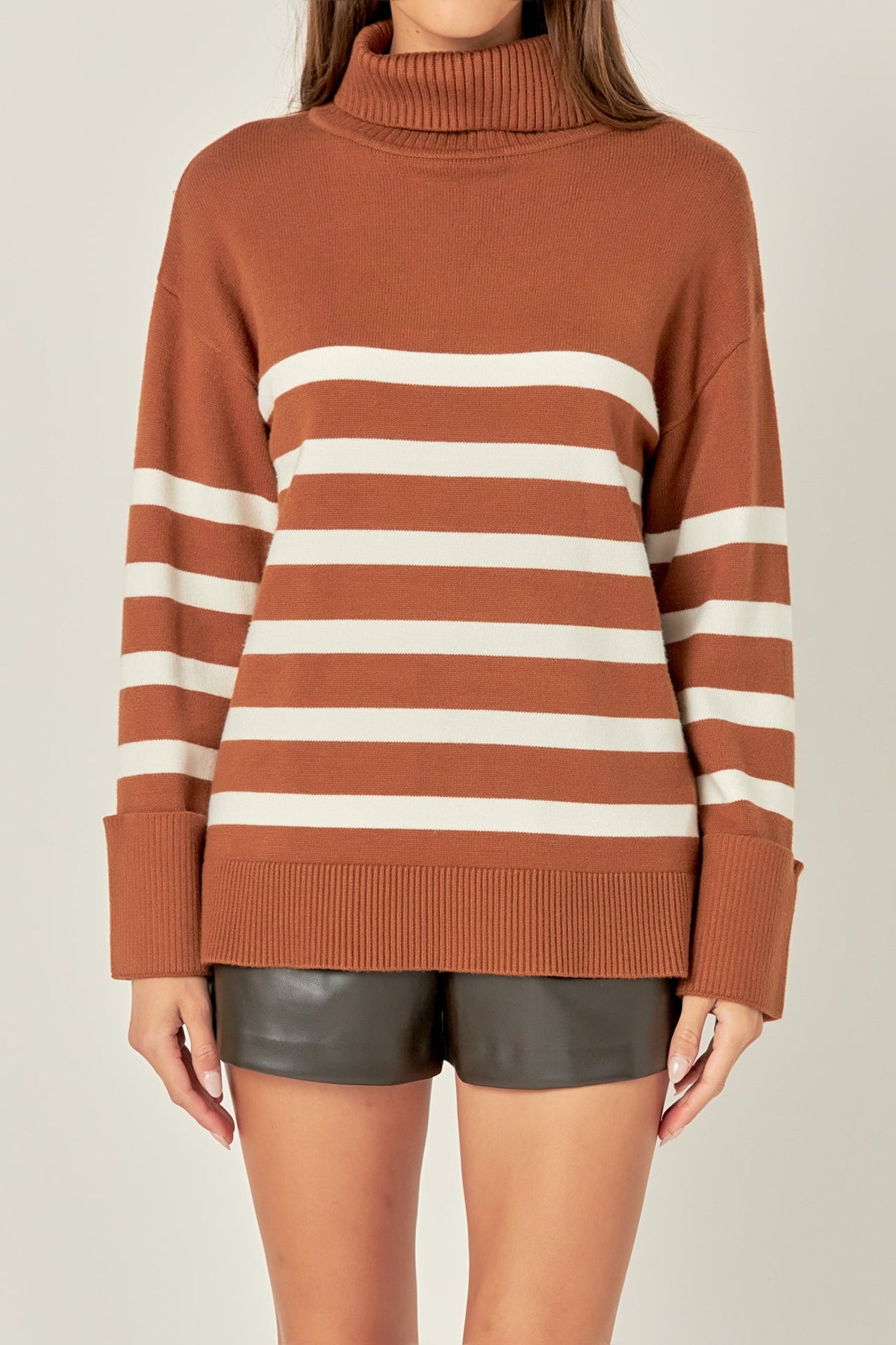 ENGLISH FACTORY - Turtle Neck Stripe Sweater - SWEATERS & KNITS available at Objectrare