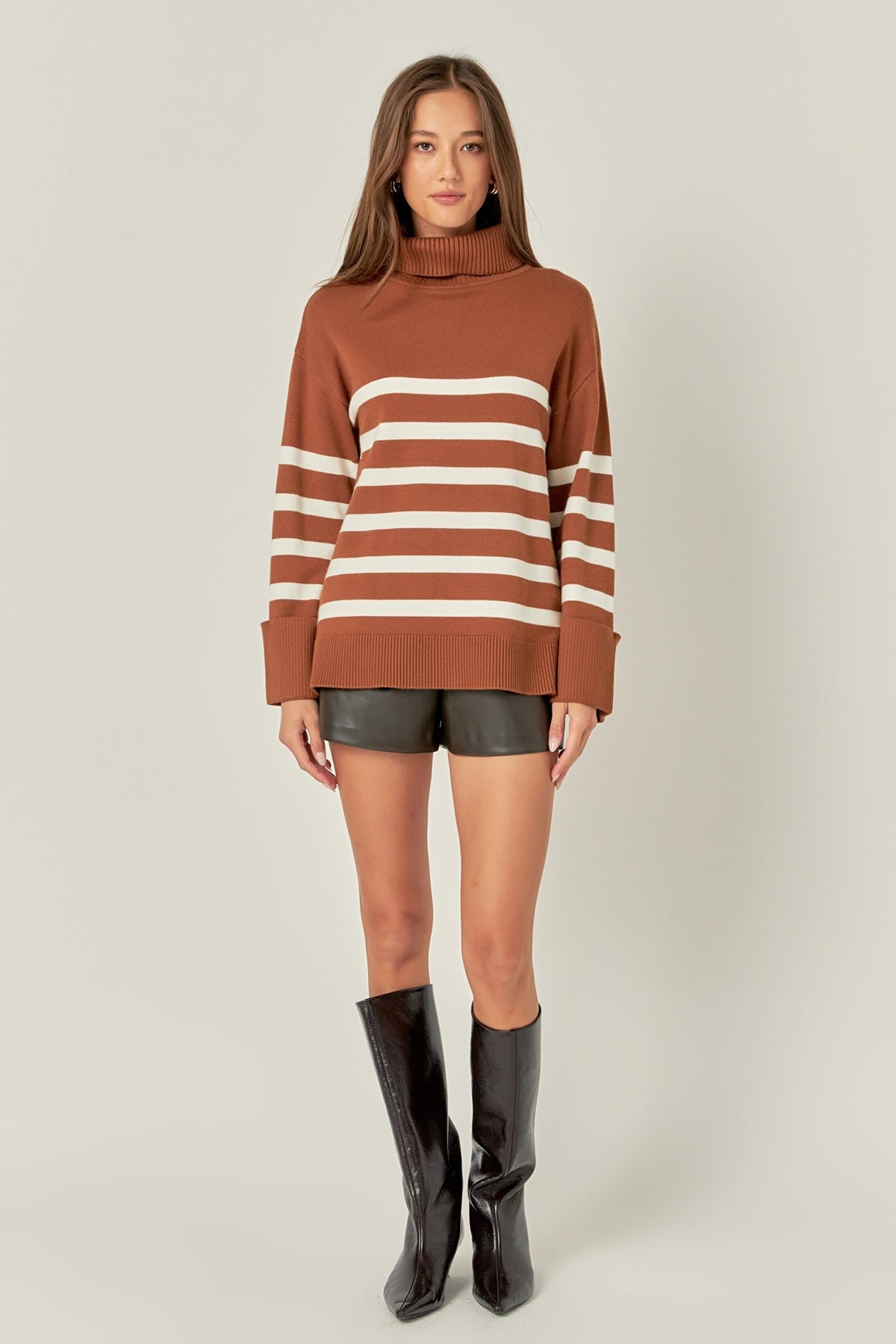 ENGLISH FACTORY - Turtle Neck Stripe Sweater - SWEATERS & KNITS available at Objectrare