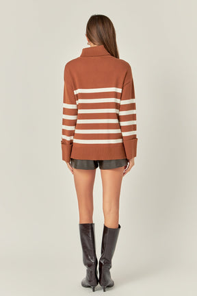 ENGLISH FACTORY - Turtle Neck Stripe Sweater - SWEATERS & KNITS available at Objectrare