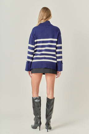 ENGLISH FACTORY - Turtle Neck Stripe Sweater - SWEATERS & KNITS available at Objectrare