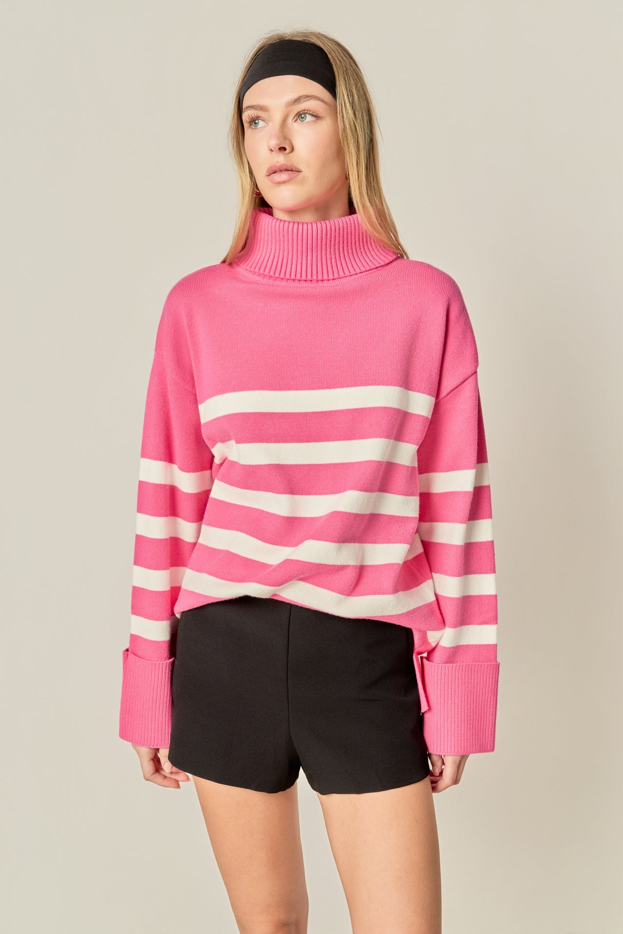 ENGLISH FACTORY - Turtle Neck Stripe Sweater - SWEATERS & KNITS available at Objectrare