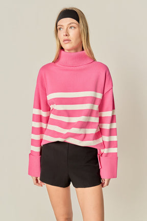 ENGLISH FACTORY - Turtle Neck Stripe Sweater - SWEATERS & KNITS available at Objectrare