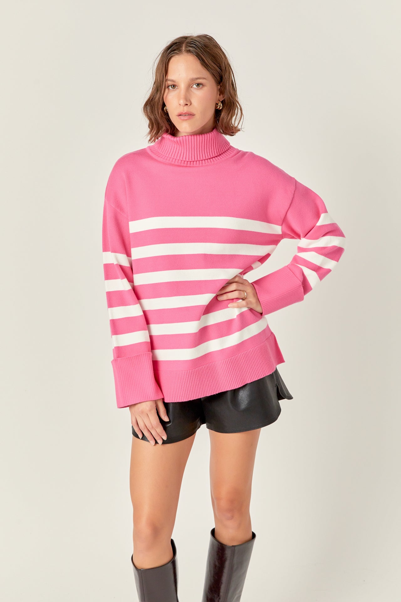ENGLISH FACTORY - Turtle Neck Stripe Sweater - SWEATERS & KNITS available at Objectrare